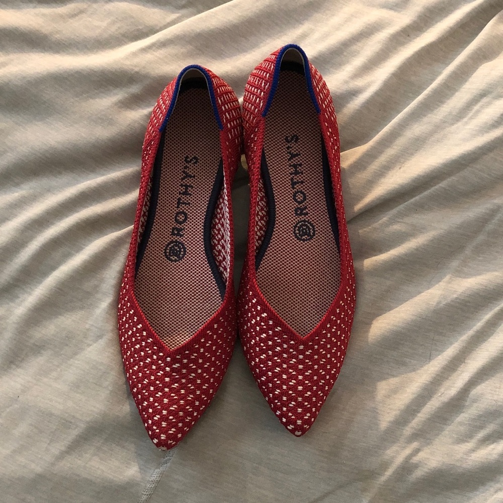 Rothy's Red and White Polka Dot Flats